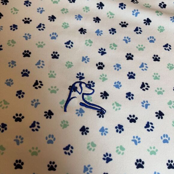Rhoback Shirt Mens XXL 2XL White Dog Paw Print Performance Golf Polo Stretch - Picture 3 of 5